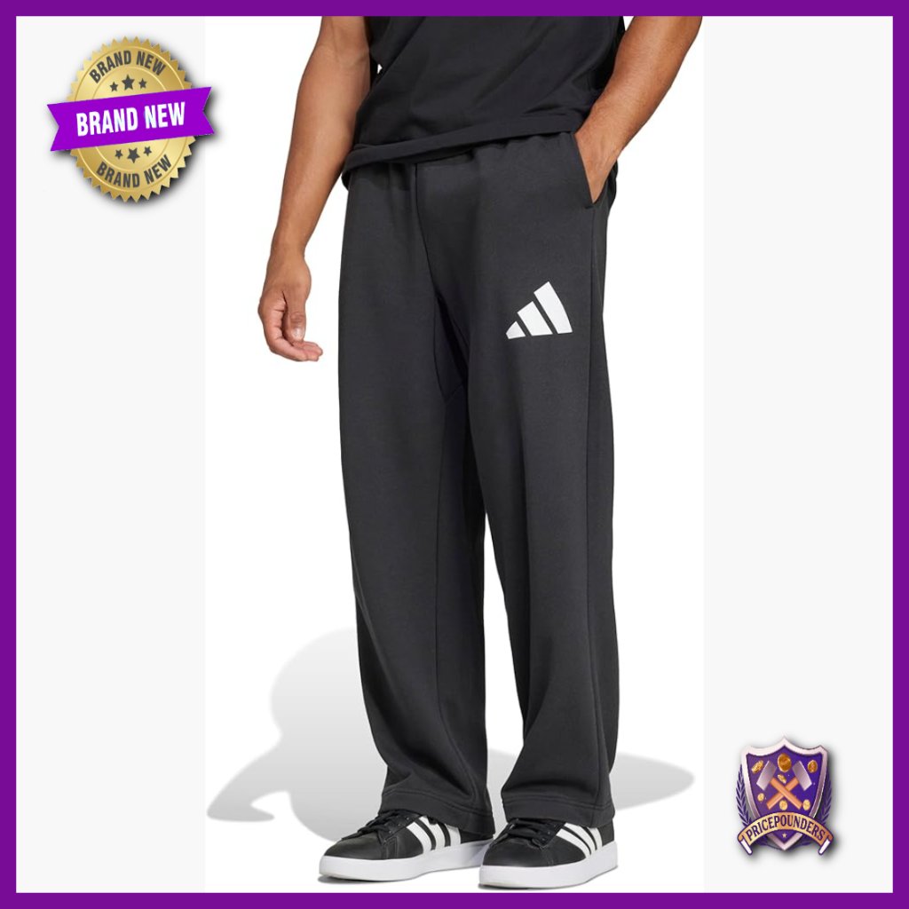 Men's Wide Leg Sweatpants, Loose Fit, French Terry, Drawstring Waist